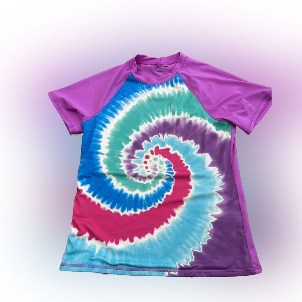 Girls Lands End Tie Dye Swim Shirt